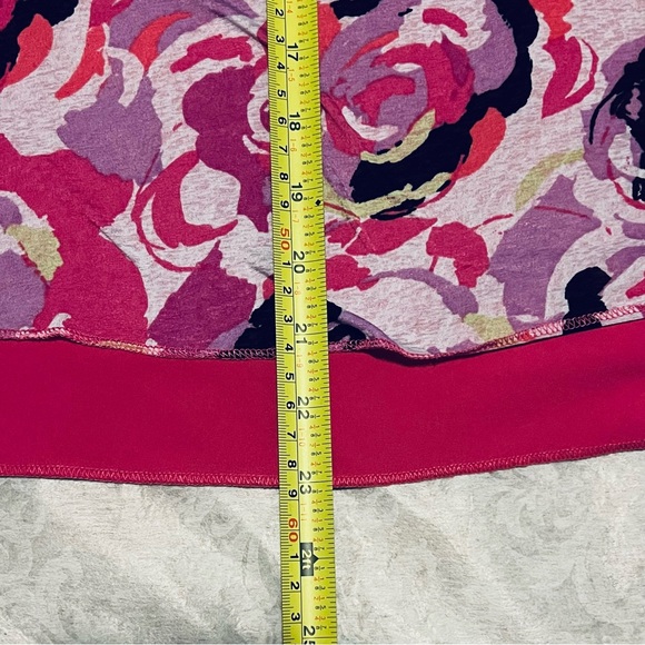 Reversible Skirt Womens Size Large Floral Pink Black Purple Stretch Slimming - Picture 7 of 12
